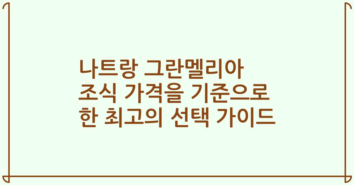 나트랑 그란멜리아 조식 가격을 기준으로 한 최고의 선택 가이드